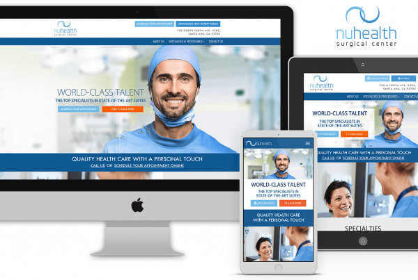 nuhealthsurgicalcenter.com Contact page shown in three devices