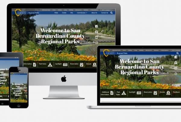 Showcase of San Bernardino Regional Parks Home Page shown in 4 devices