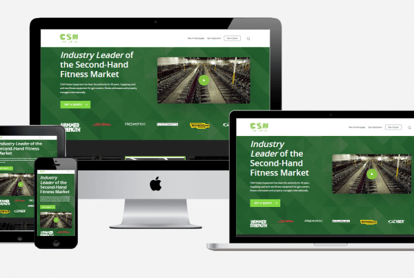 Showcase of CSM Fitness Equipment Home Page shown in 4 devices